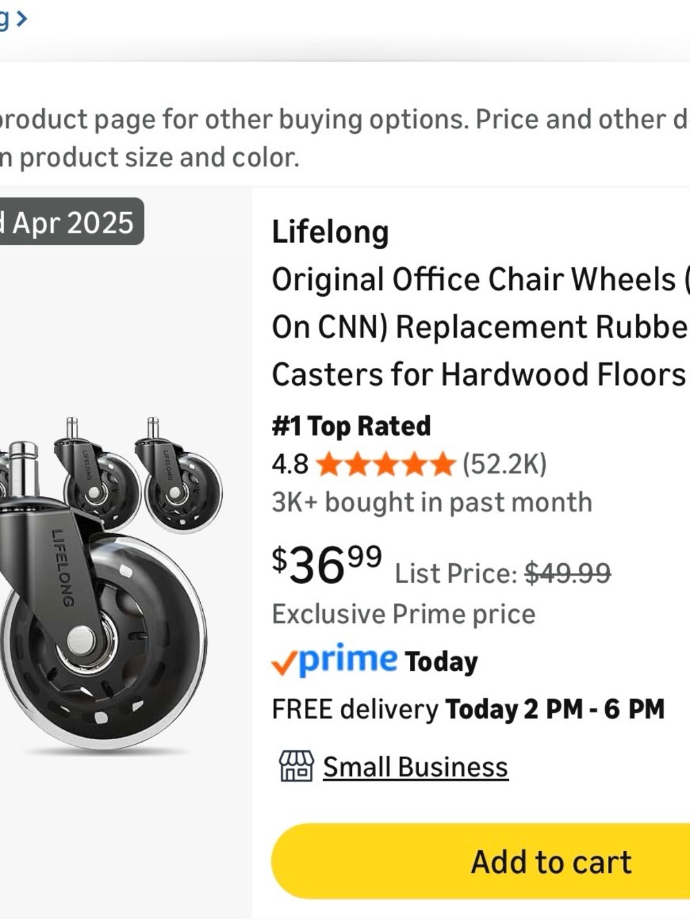 NWT 5 Black Office Chair Casters - Replacement Wheel Set w rubber